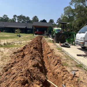 Underground cable installation in progress.