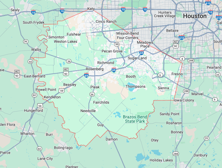 fort-bend-county-electricians a map of the harris county texas area
